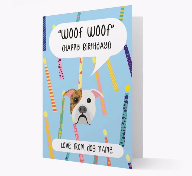 Personalized 'Woof Woof' Birthday Card with {breedFullName} Icon